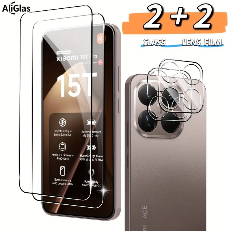 Photography Kit Xiaomi 15T Pro - Protecteur d'écran en verre trempé Transparent,