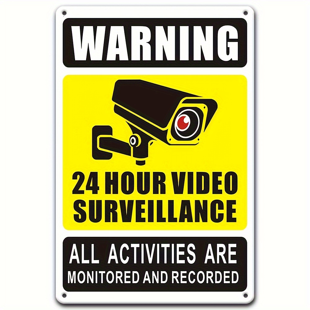 Photography Exhibition - Panneau d'avertissement de vidéosurveillance 24/7, métal