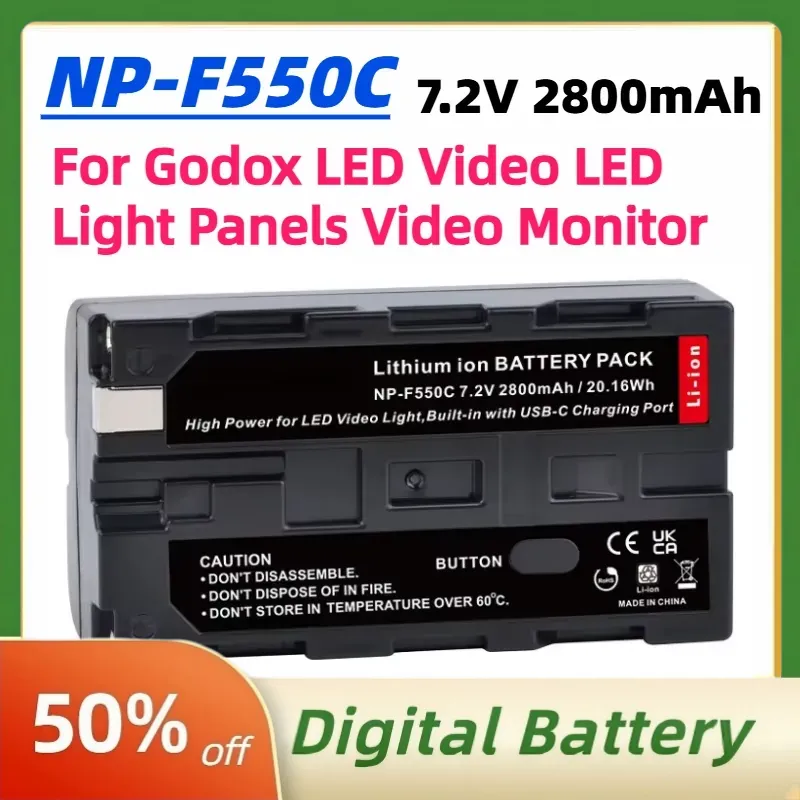 Video Led Light Panel - Batterie NP-F550C NP-F550 F570 7.2V 2800mAh